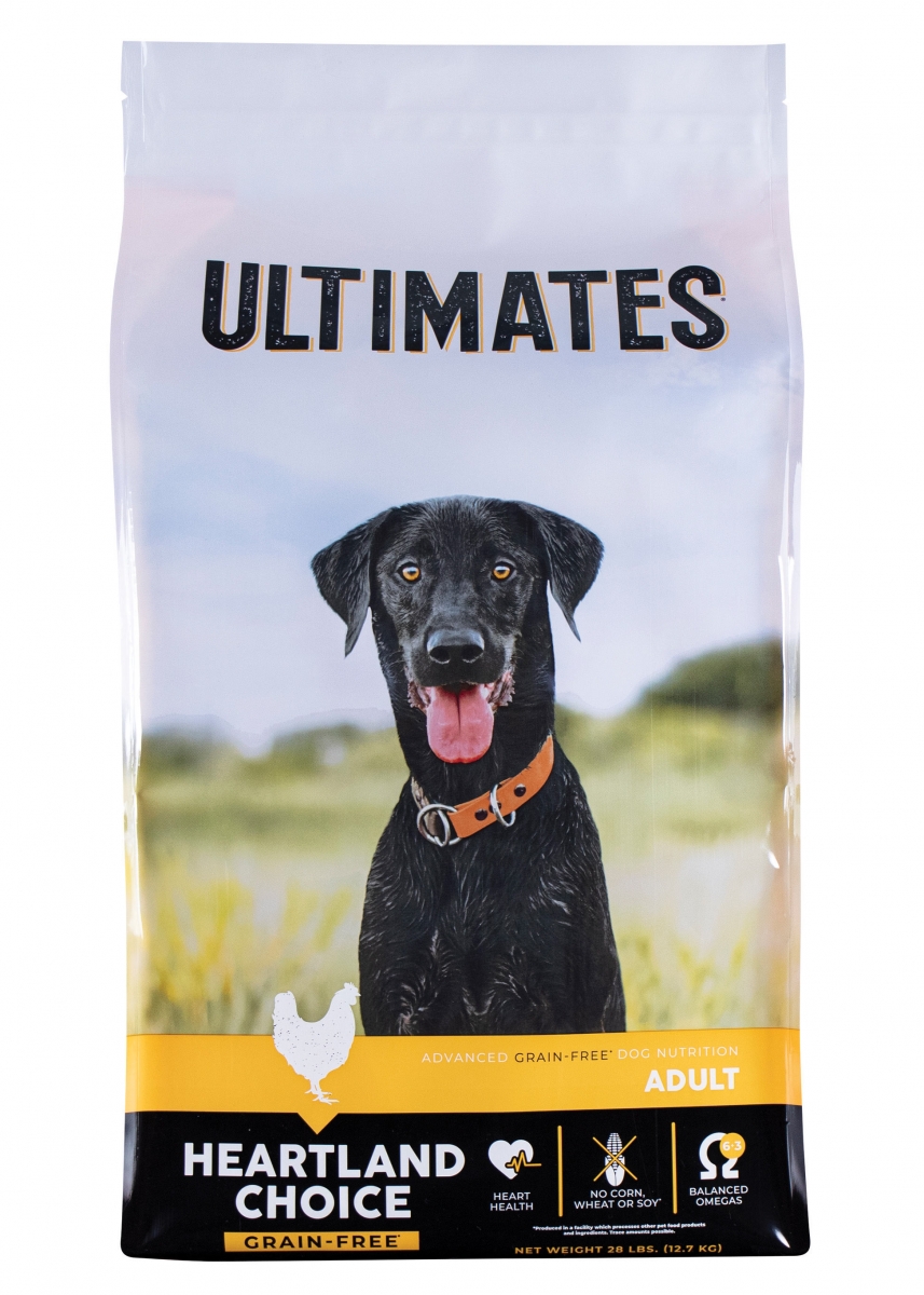 Bag of Ultimates Pet Food with dog on cover