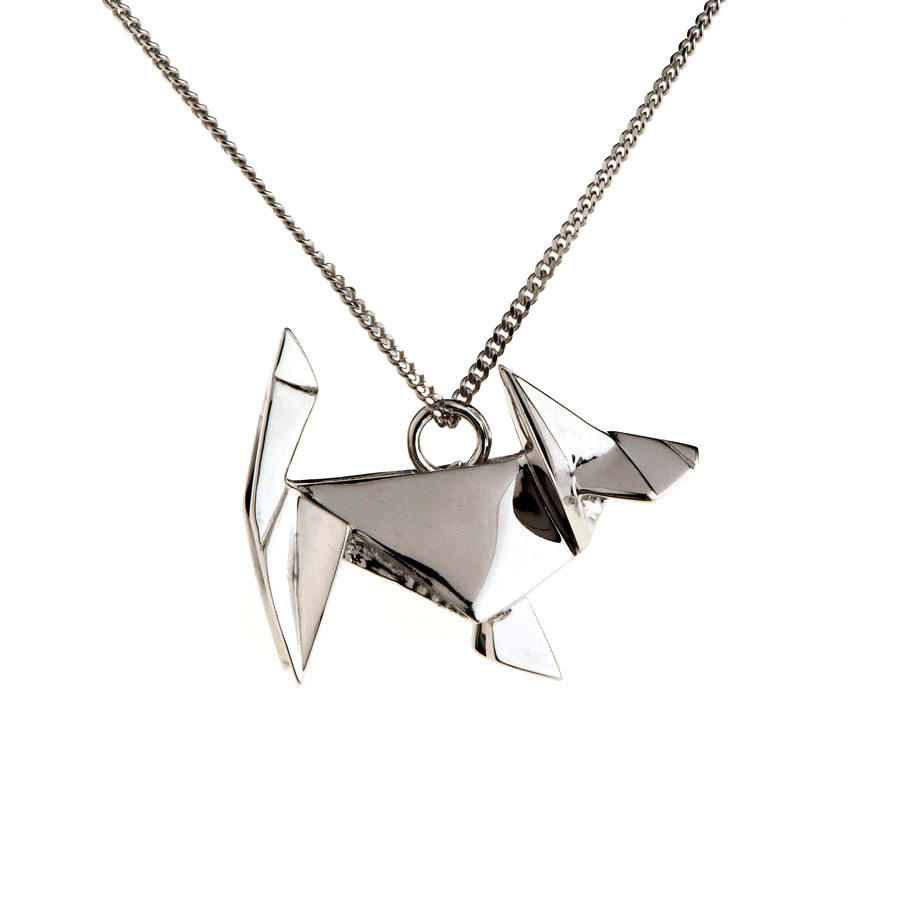 Origami dog necklace