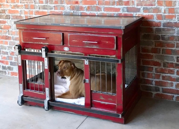 Kennel & Crate - Red Distressed, Single XL, Drawers, Colorado