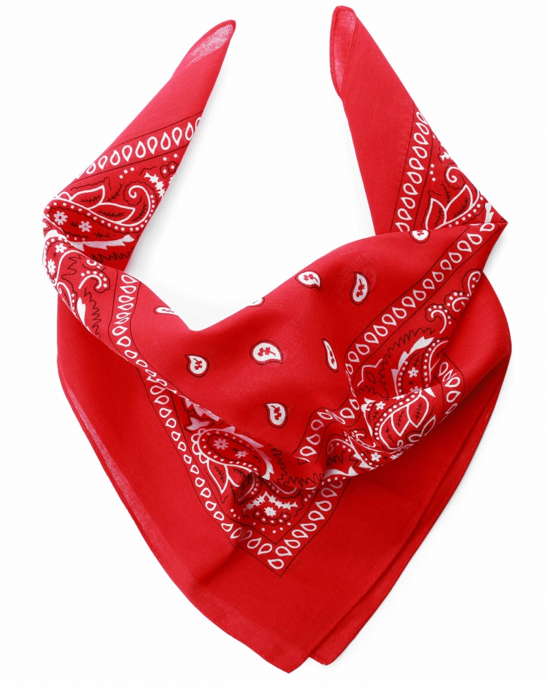red bandana with white detail
