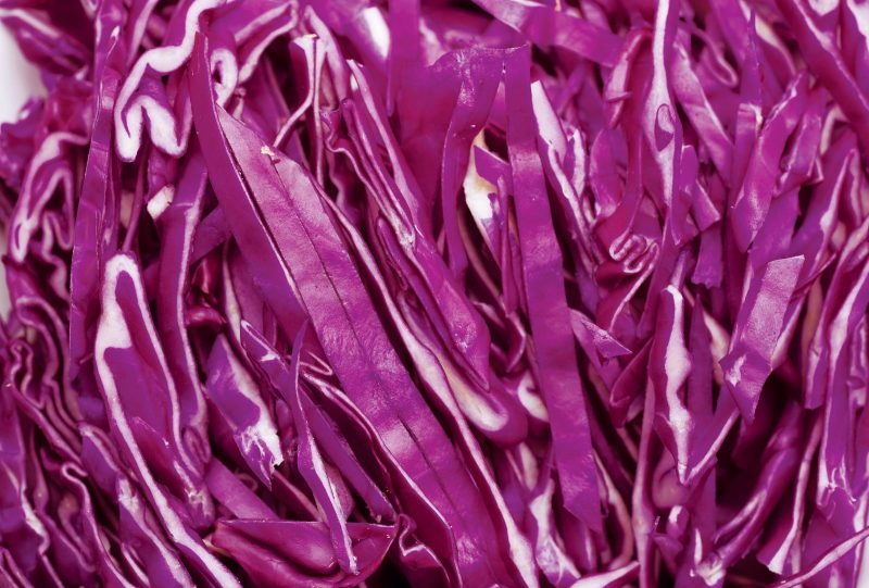 close up of shredded purple or red cabbage