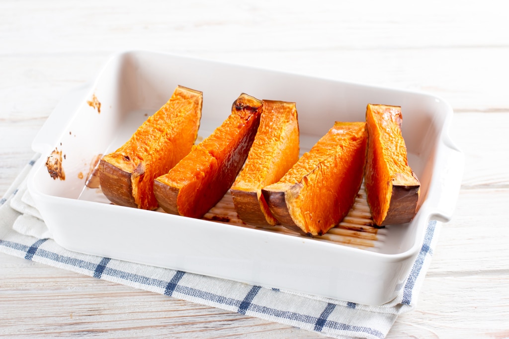 Baked pieces of pumpkin for dogs