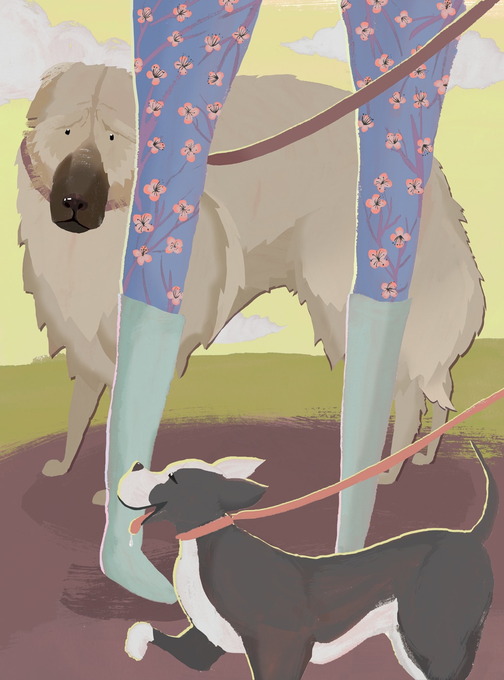Illustration of a shy dog