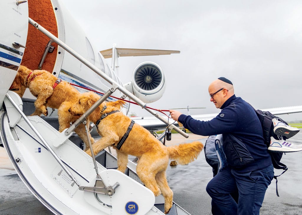 flying private with dogs